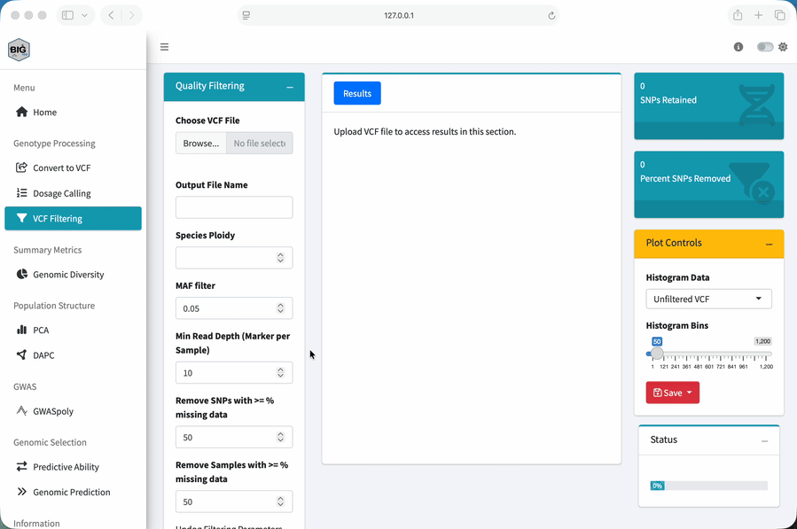 Animated GIF showing how to load data in BIGapp